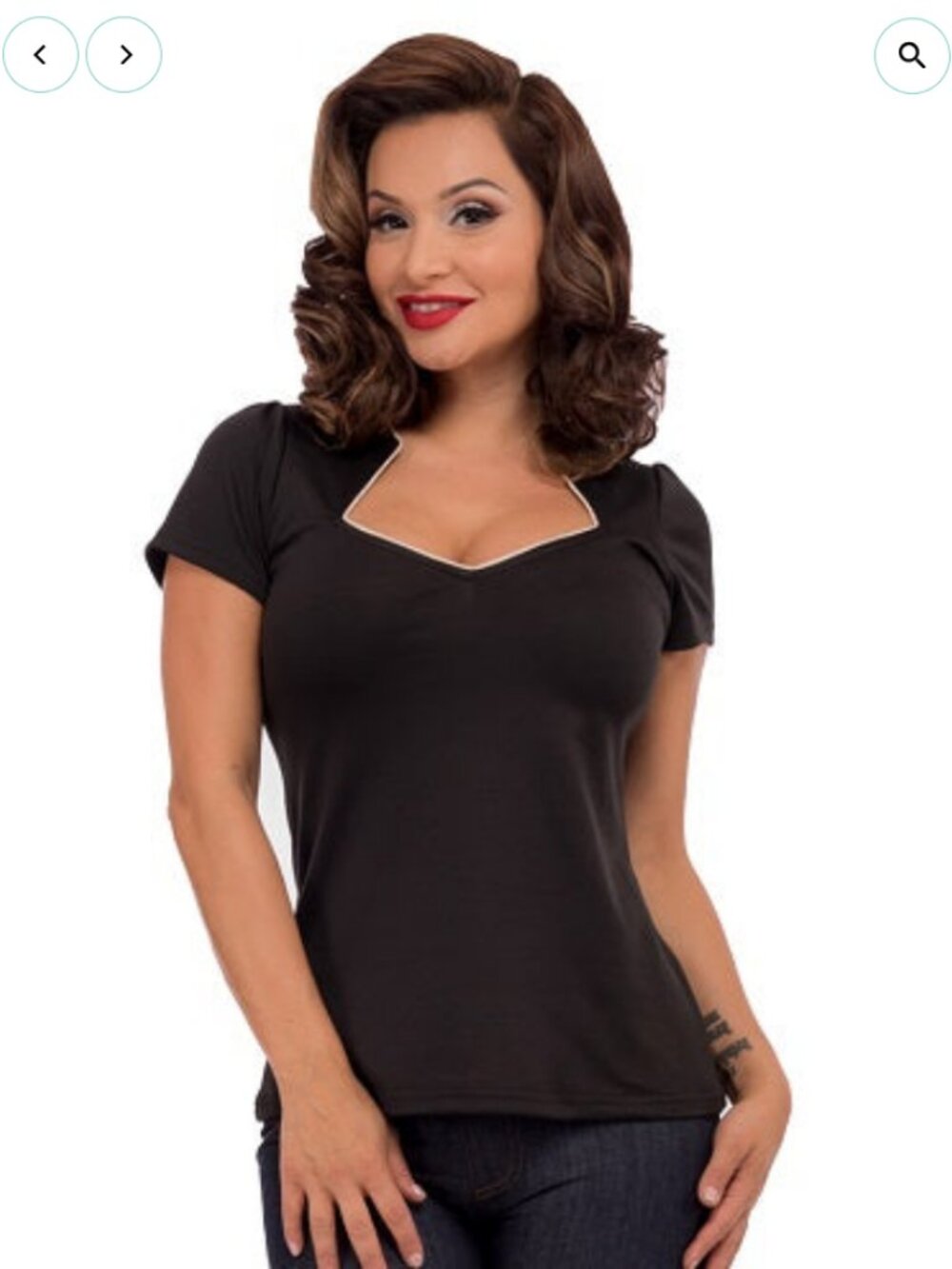 Steady Piped Sophia Top in Black